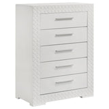 Ives 5-drawer Bedroom Chest of Drawers White High Gloss from Coaster - Luna Furniture