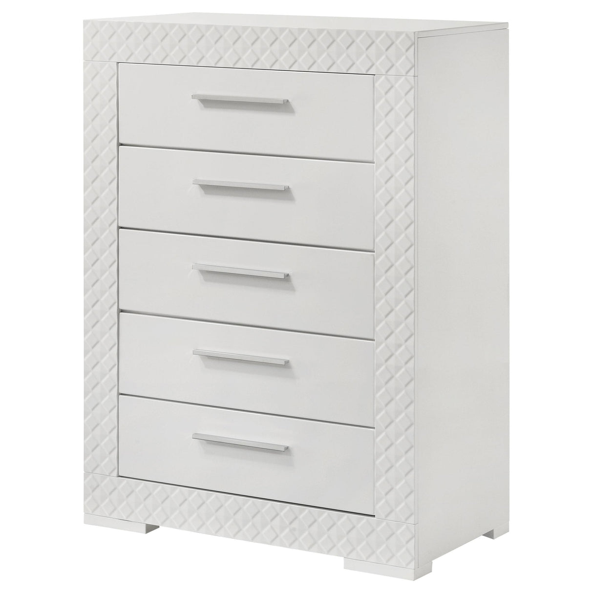 Ives 5-drawer Bedroom Chest of Drawers White High Gloss from Coaster - Luna Furniture