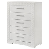 Ives 5-drawer Bedroom Chest of Drawers White High Gloss from Coaster - Luna Furniture