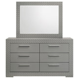 Ives 6-drawer Dresser and Mirror Grey High Gloss from Coaster - Luna Furniture