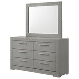 Ives 6-drawer Dresser and Mirror Grey High Gloss from Coaster - Luna Furniture