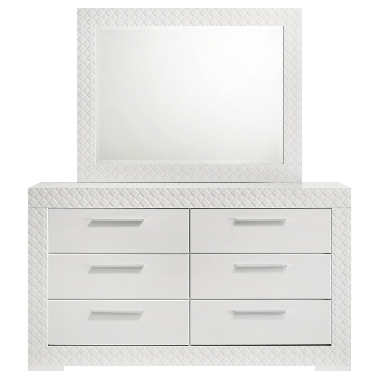 Ives 6-drawer Dresser and Mirror White High Gloss from Coaster - Luna Furniture