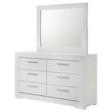 Ives 6-drawer Dresser and Mirror White High Gloss from Coaster - Luna Furniture