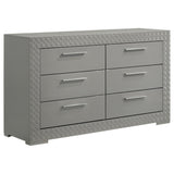 Ives 6-drawer Dresser Cabinet Grey High Gloss from Coaster - Luna Furniture