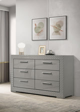 Ives 6-drawer Dresser Cabinet Grey High Gloss from Coaster - Luna Furniture