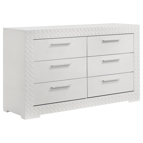 Ives 6-drawer Dresser Cabinet White High Gloss from Coaster - Luna Furniture