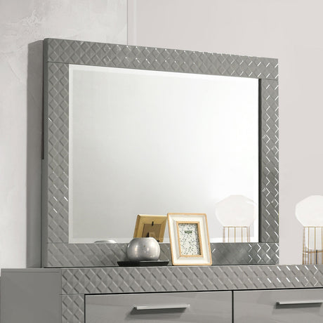 Ives Dresser Mirror Grey High Gloss from Coaster - Luna Furniture