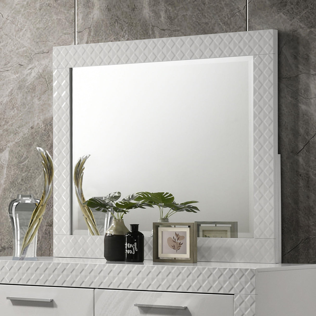 Ives Dresser Mirror White High Gloss from Coaster - Luna Furniture