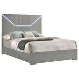 Ives Eastern King Panel Bed LED Headboard Grey High Gloss from Coaster - Luna Furniture