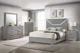 Ives Eastern King Panel Bed LED Headboard Grey High Gloss from Coaster - Luna Furniture