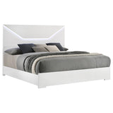 Ives Queen Panel Bed LED Headboard White High Gloss from Coaster - Luna Furniture