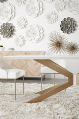 Industry Rectangle Dining Table in Ivory Concrete, Brass - 4630.BRA/IVO