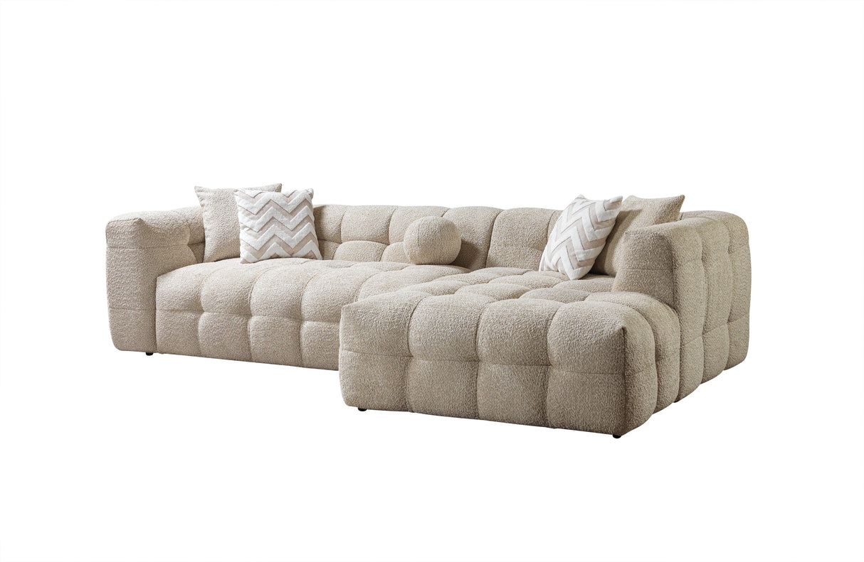 Ivy Sand Boucle RAF 110" Sectional - IVYSAND-RSEC