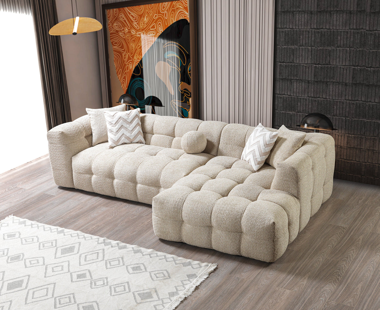 Ivy Sand Boucle RAF 110" Sectional - IVYSAND-RSEC