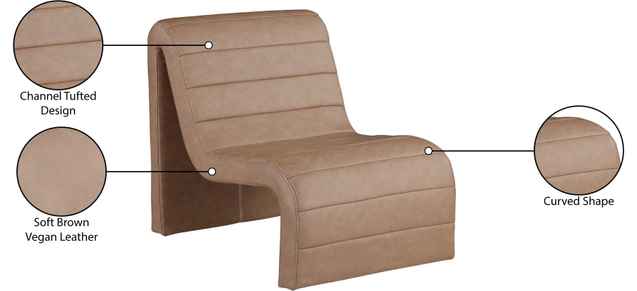 Ivy Vegan Leather Accent Chair in Brown from Meridian - Luna Furniture