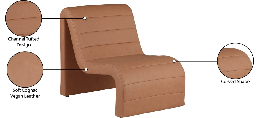 Ivy Vegan Leather Accent Chair in Cognac from Meridian - Luna Furniture