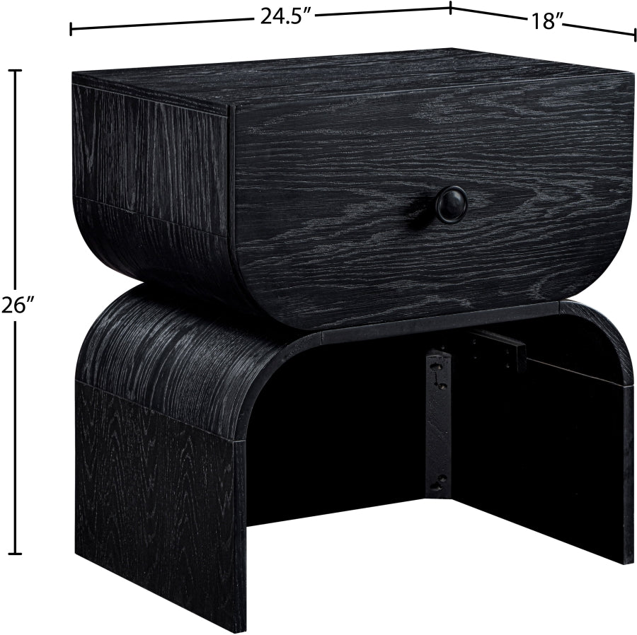 Jace Night Stand in Black from Meridian - Luna Furniture