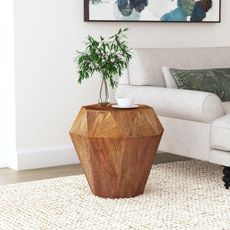 Jacinto Geometric Solid Mango Wood Side Table Natural Brown from Coaster - Luna Furniture