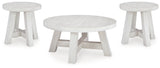 Jallison Coffee Table with 2 End Tables in Off White from Ashley - Luna Furniture