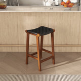 James Mid-Century Modern Genuine Black Leather 29" Bar Stool - STL01200804