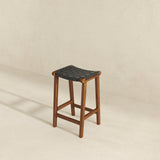 James Mid-Century Modern Genuine Black Leather 29" Bar Stool - STL01200804