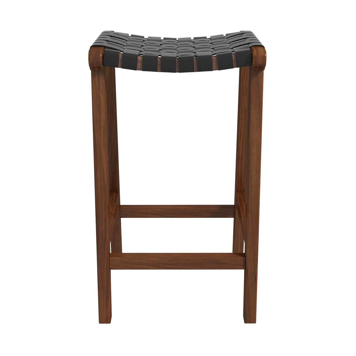 James Mid-Century Modern Genuine Black Leather 29" Bar Stool - STL01200804