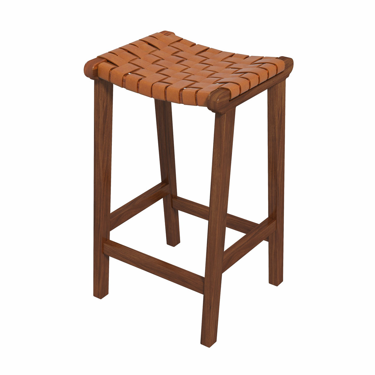 James Mid-Century Modern Genuine Tan Leather 24.5" Counter Stool - STL01200801