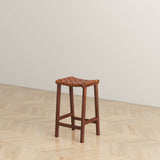 James Mid-Century Modern Genuine Tan Leather 24.5" Counter Stool - STL01200801