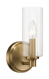 Jardin Single Light Wall Sconce With Clear Ribbed Glass - Satin Brass - WLL03900301