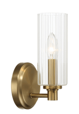 Jardin Single Light Wall Sconce With Clear Ribbed Glass - Satin Brass - WLL03900301