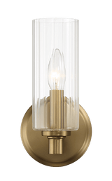 Jardin Single Light Wall Sconce With Clear Ribbed Glass - Satin Brass - WLL03900301