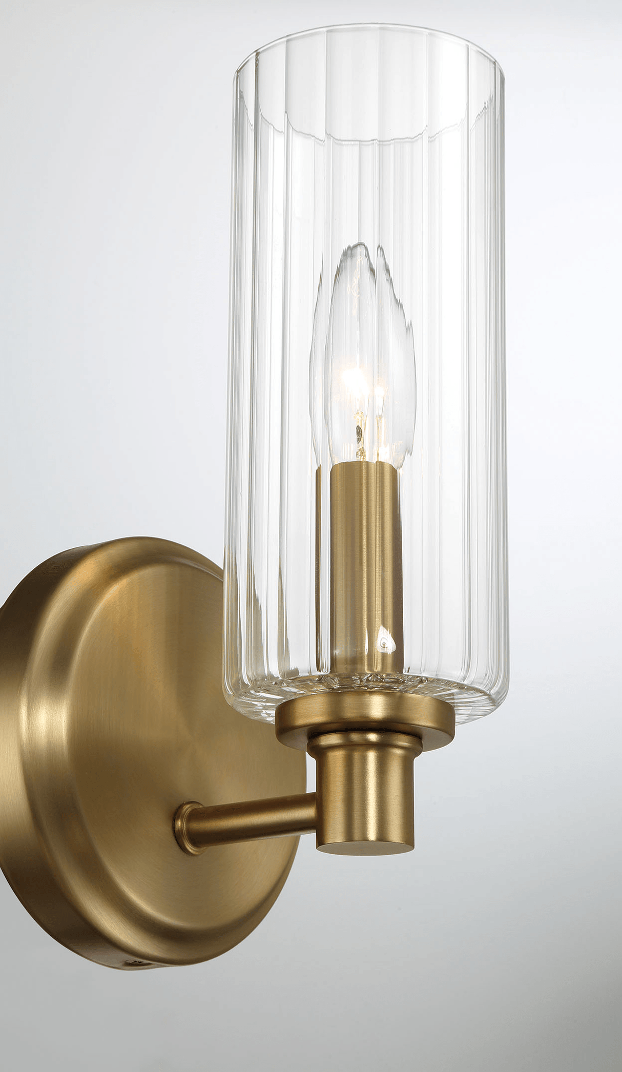 Jardin Single Light Wall Sconce With Clear Ribbed Glass - Satin Brass - WLL03900301