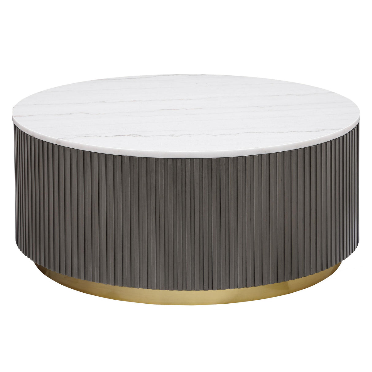 Jason Round Marble Top Coffee Table White and Charcoal from Coaster - Luna Furniture