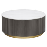 Jason Round Marble Top Coffee Table White and Charcoal from Coaster - Luna Furniture