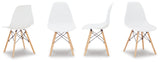 Jaspeni 4-Piece Dining Room Chair in White/Natural from Ashley - Luna Furniture