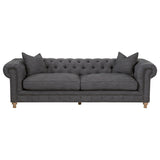 Jaxon 103" Chesterfield Sofa in Graphite Fabric, Natural - Z-S0692