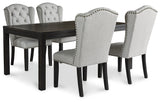 Jeanette Dining Table and 4 Chairs in Black - PKG000193