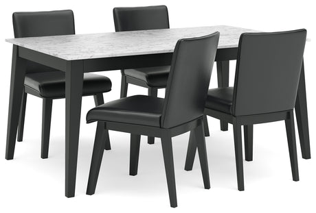 Jettaya Dining Table and 4 Chairs in Black/White from Ashley - Luna Furniture