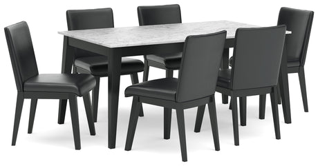 Jettaya Dining Table and 6 Chairs in Black/White from Ashley - Luna Furniture