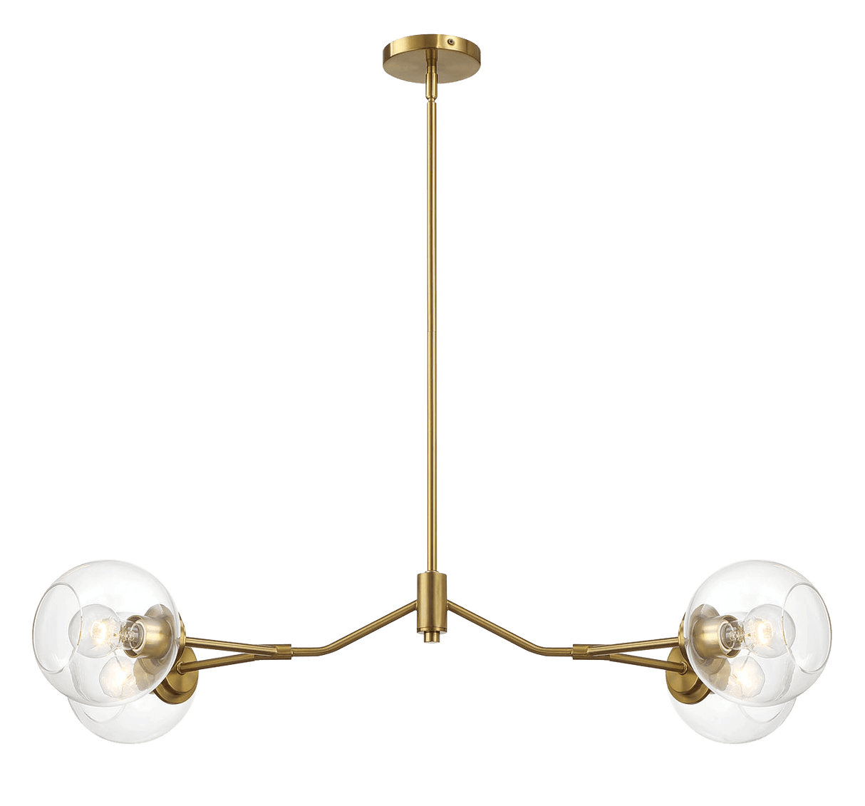 Jewel Four Lights Modern Farmhouse Chandelier Ceiling Hanging Light Fixture For Kitchen Island Dining Room 36"L × 20"W × 7.25"H with Clear Glass - PNL03901101