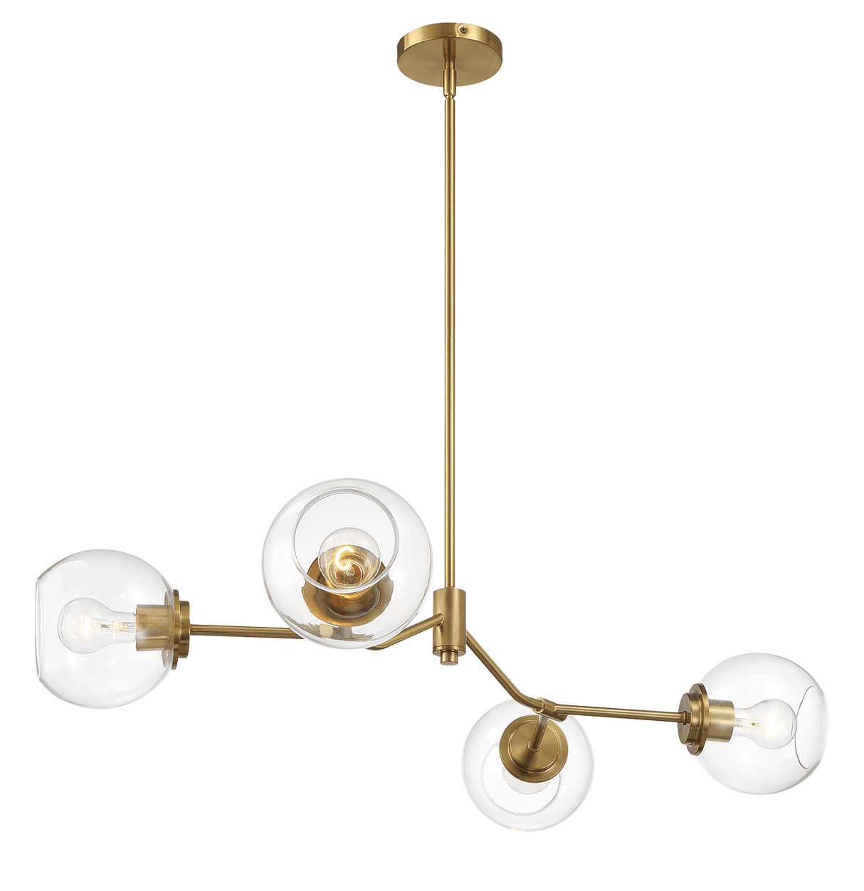 Jewel Four Lights Modern Farmhouse Chandelier Ceiling Hanging Light Fixture For Kitchen Island Dining Room 36"L × 20"W × 7.25"H with Clear Glass - PNL03901101