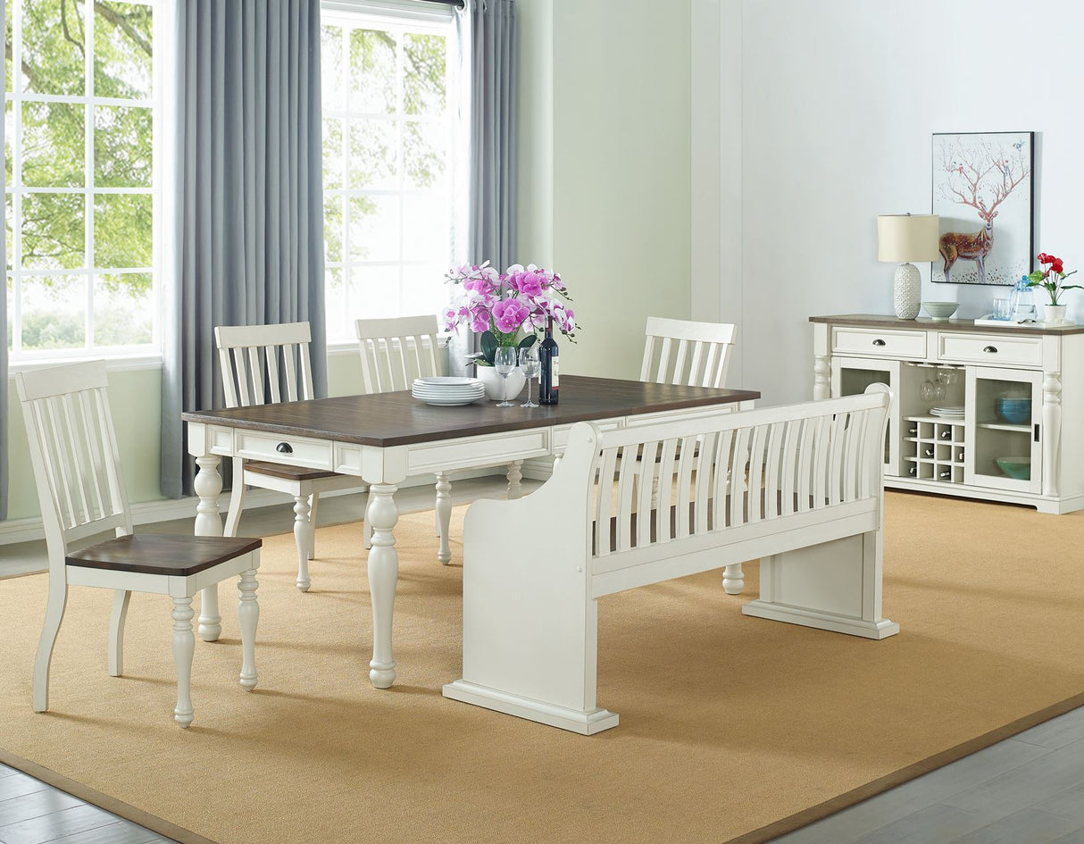 Joanna 6 Piece Bench Dining Set(Table, Bench with Back & 4 Side Chairs) - SET | JA500T | JA500BNB | JA500S(4)