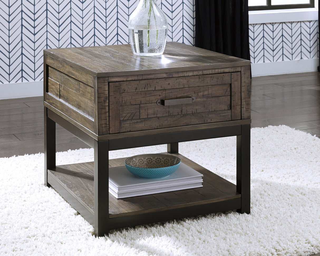 Johurst Coffee Table with 2 End Tables in Grayish Brown - PKG007173