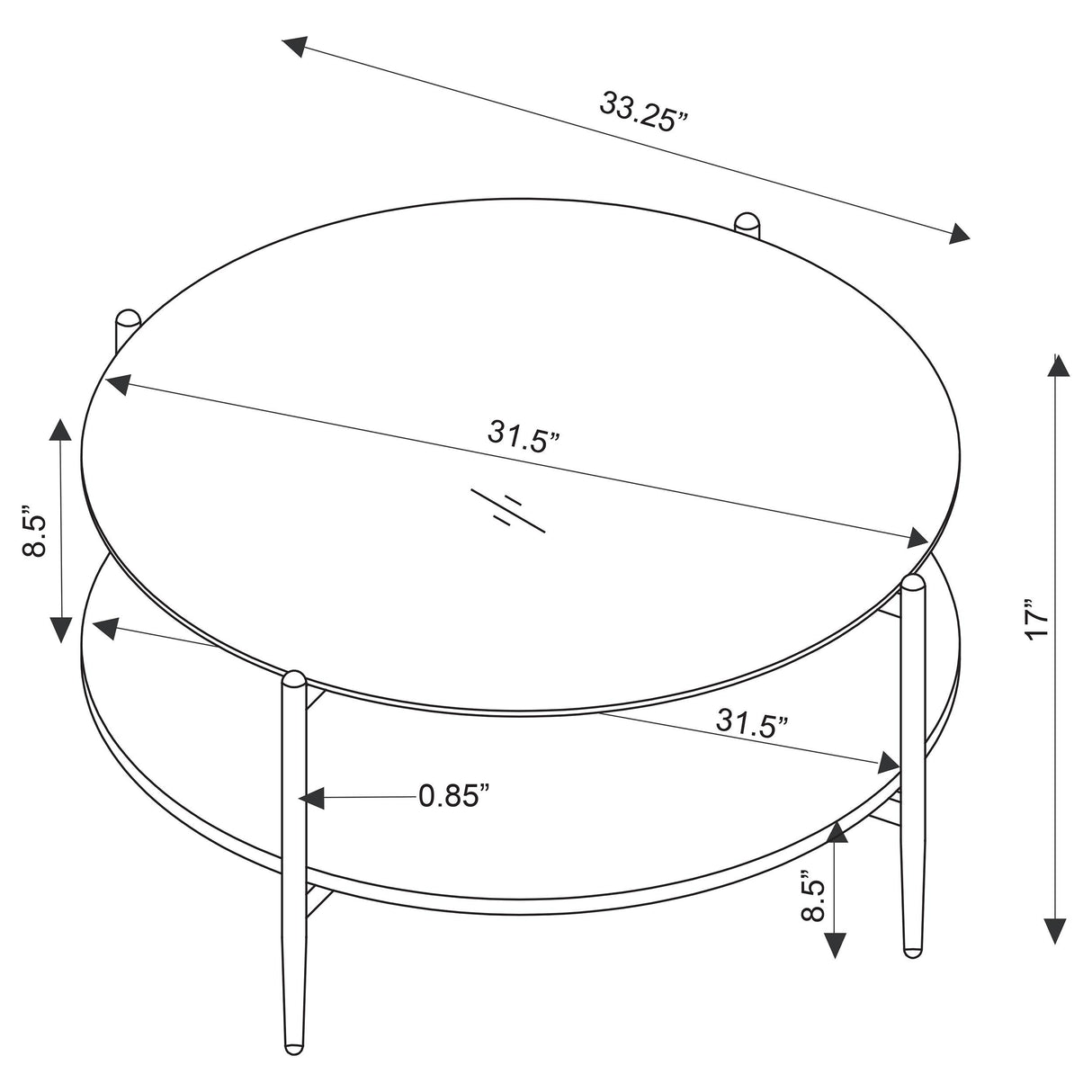 Jonelle Round Glass Top Coffee Table White Marble Shelf Gold from Coaster - Luna Furniture