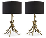 Josney 2-Piece Table Lamp Set in Antique Gold Finish from Ashley - Luna Furniture