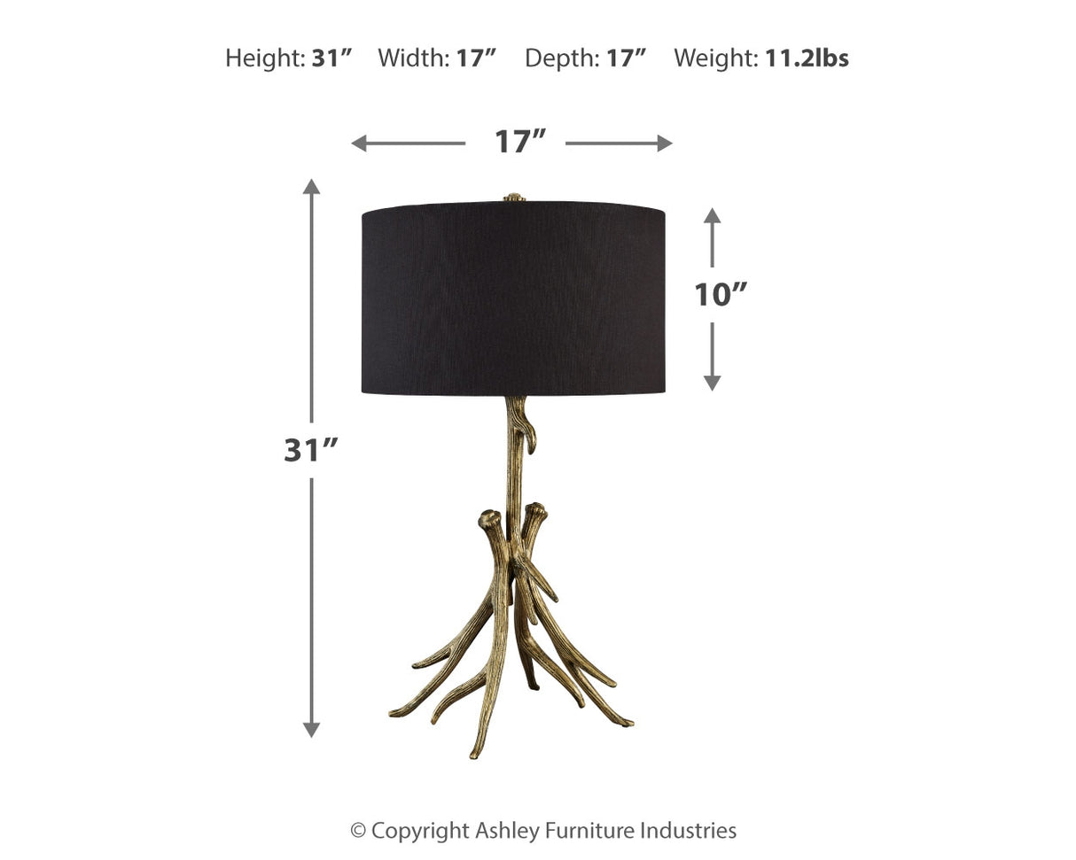 Josney 2-Piece Table Lamp Set in Antique Gold Finish from Ashley - Luna Furniture