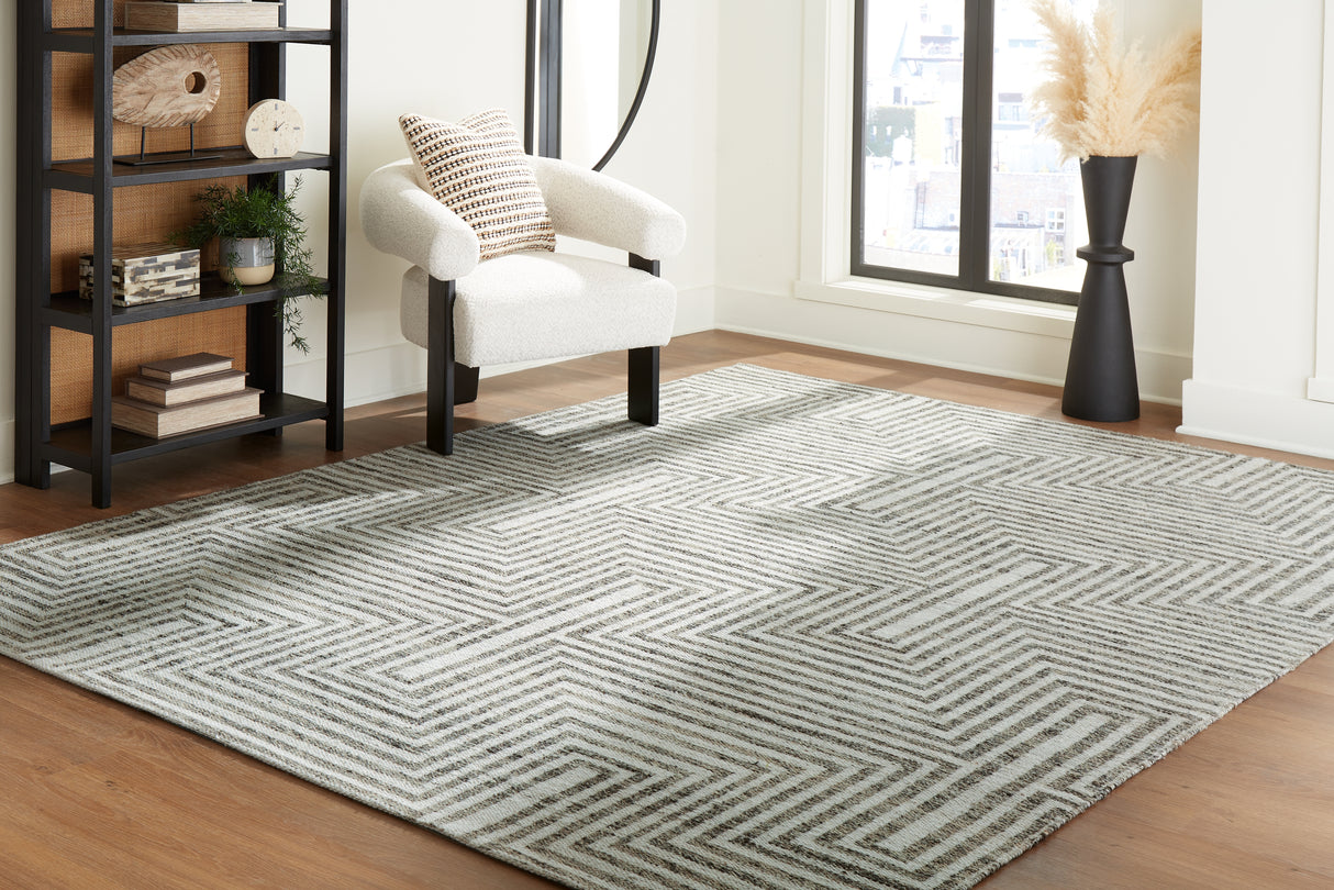 Jossen Ivory/Gray Large Rug from Ashley - Luna Furniture