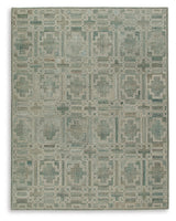 Jossland Green/Ivory Large Rug from Ashley - Luna Furniture