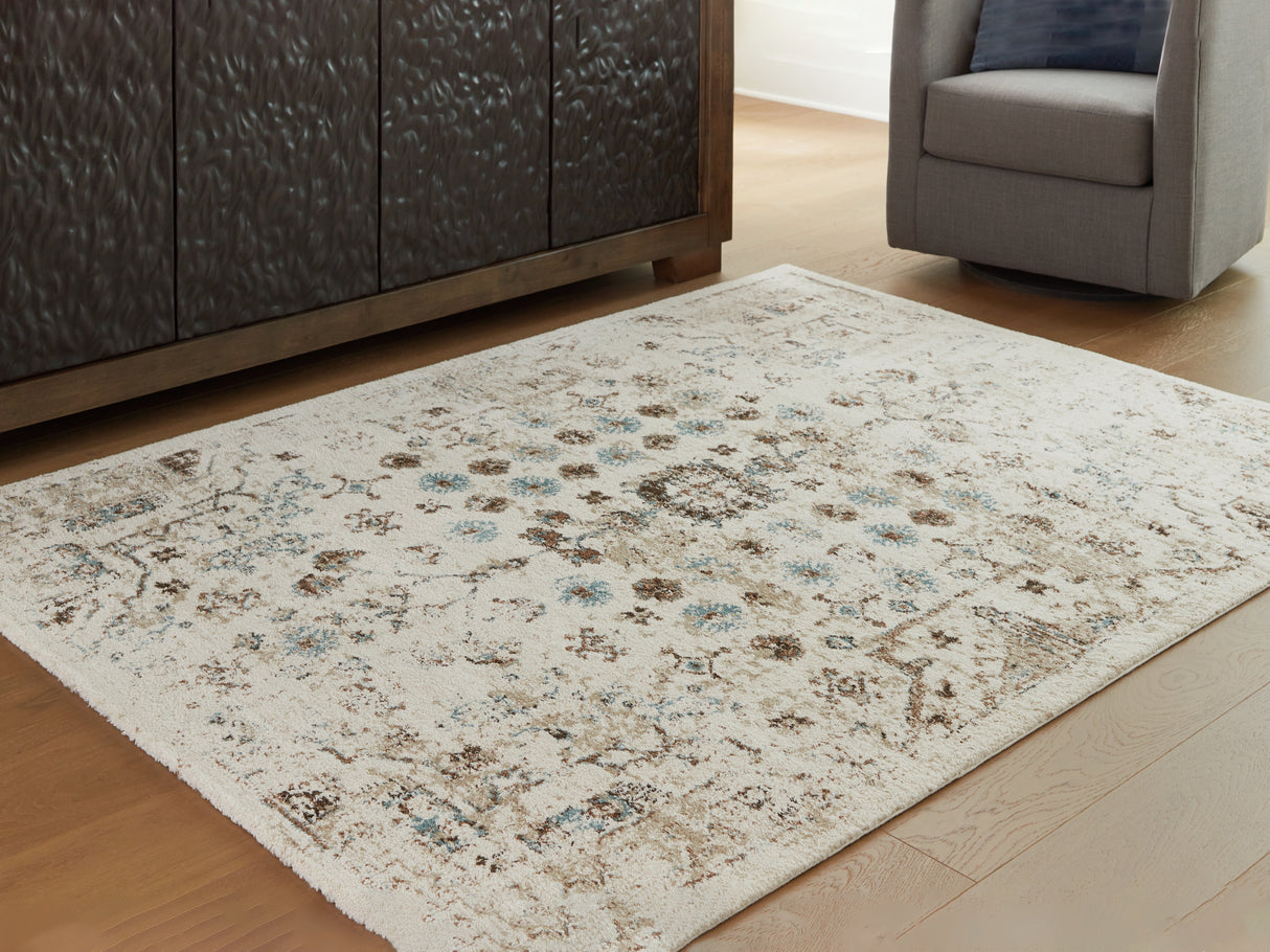 Jossler Ivory/Brown/Teal Large Rug from Ashley - Luna Furniture