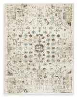 Jossler Ivory/Brown/Teal Large Rug from Ashley - Luna Furniture